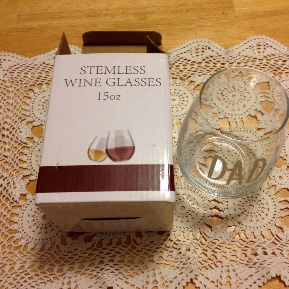 New stemless wine glass, father's day or birthday gift